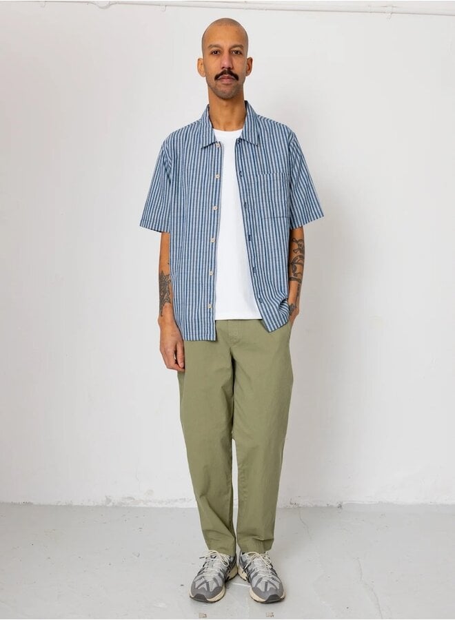 Gabe indigo crinkle check