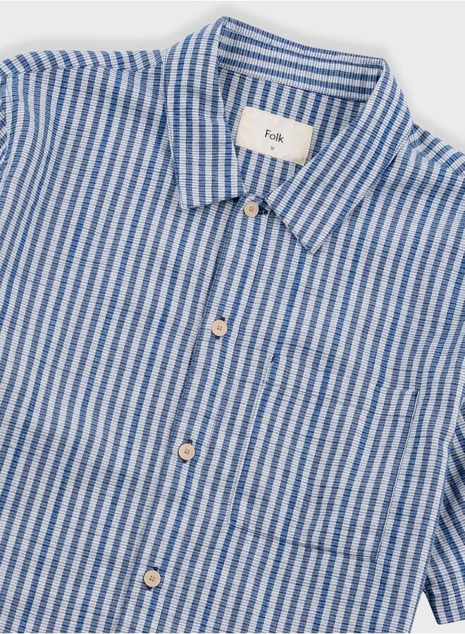 Gabe indigo crinkle check
