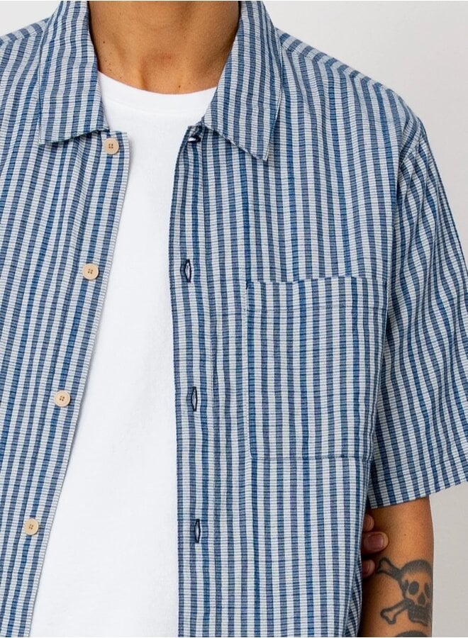 Gabe indigo crinkle check