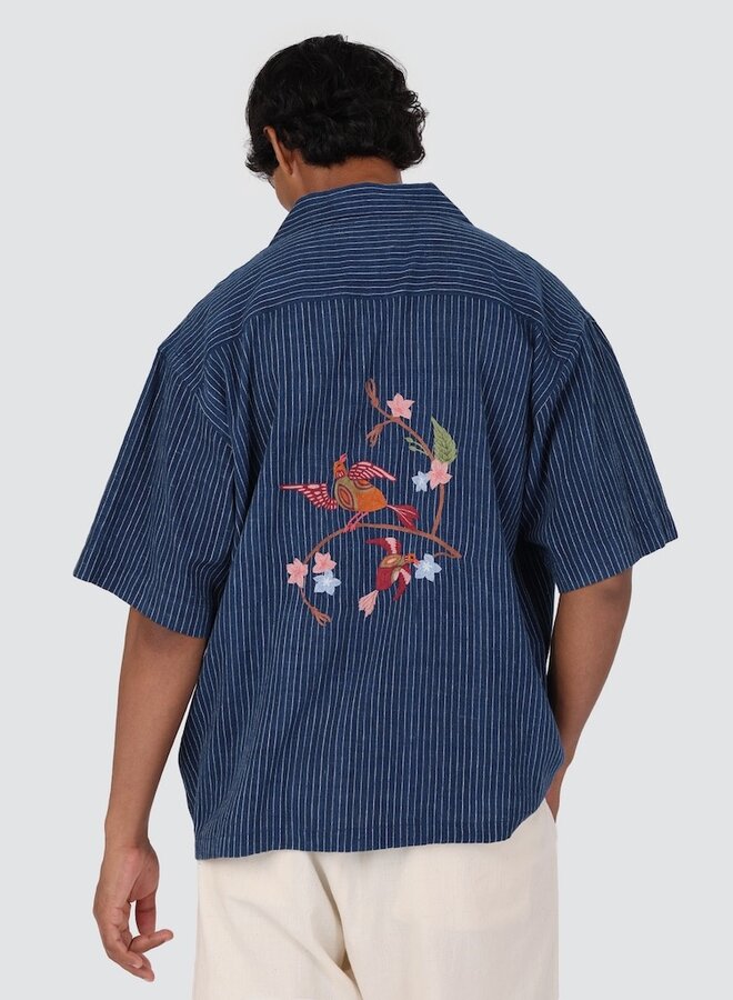 Rohit shirt blue embroidery