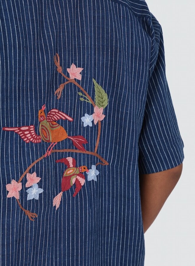 Rohit shirt blue embroidery