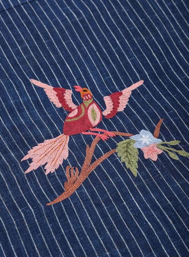 Rohit shirt blue embroidery