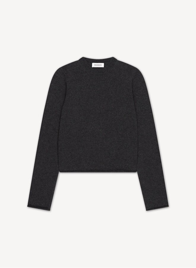 Wool cropped sweat antra or sand