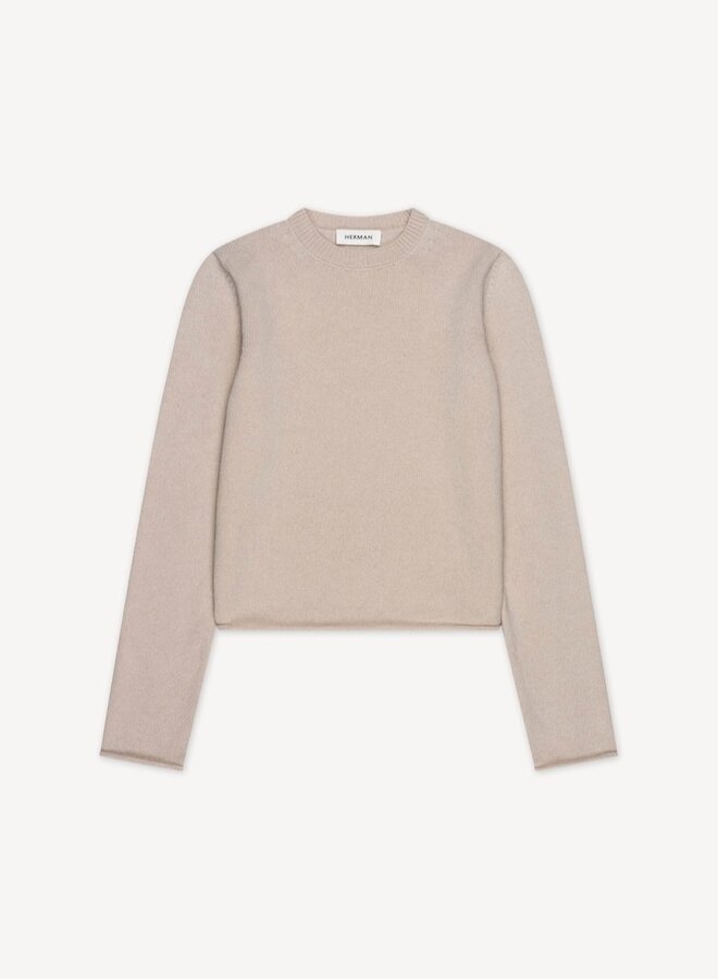 Wool cropped sweat antra or sand
