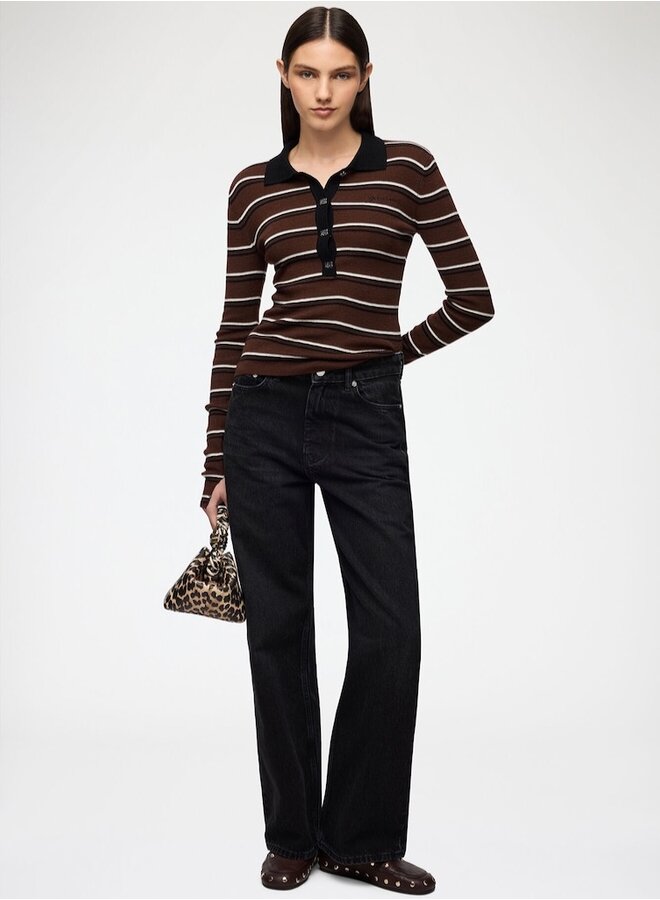 Mini ribbed stripe merino polo