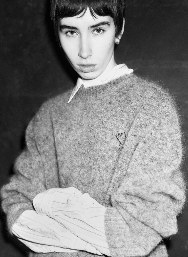 Flow Knit Grey Flower