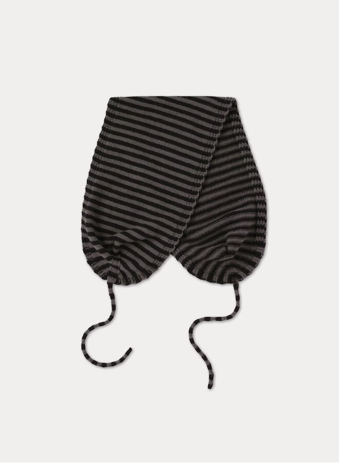 Striped Scarf ties Black&Drill Grey