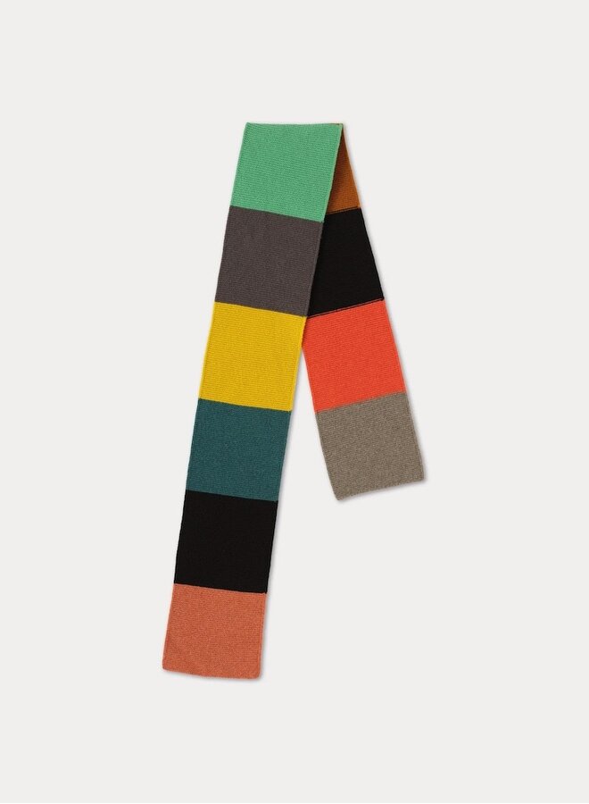Colourblock Garter Stich scarf Bright