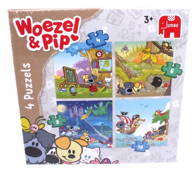 Jumbo Woezel & Pip 4-in-1 puzzel 35 stukjes Jumbo Woezel & Pip 4-in-1 puzzel 35 stukjes