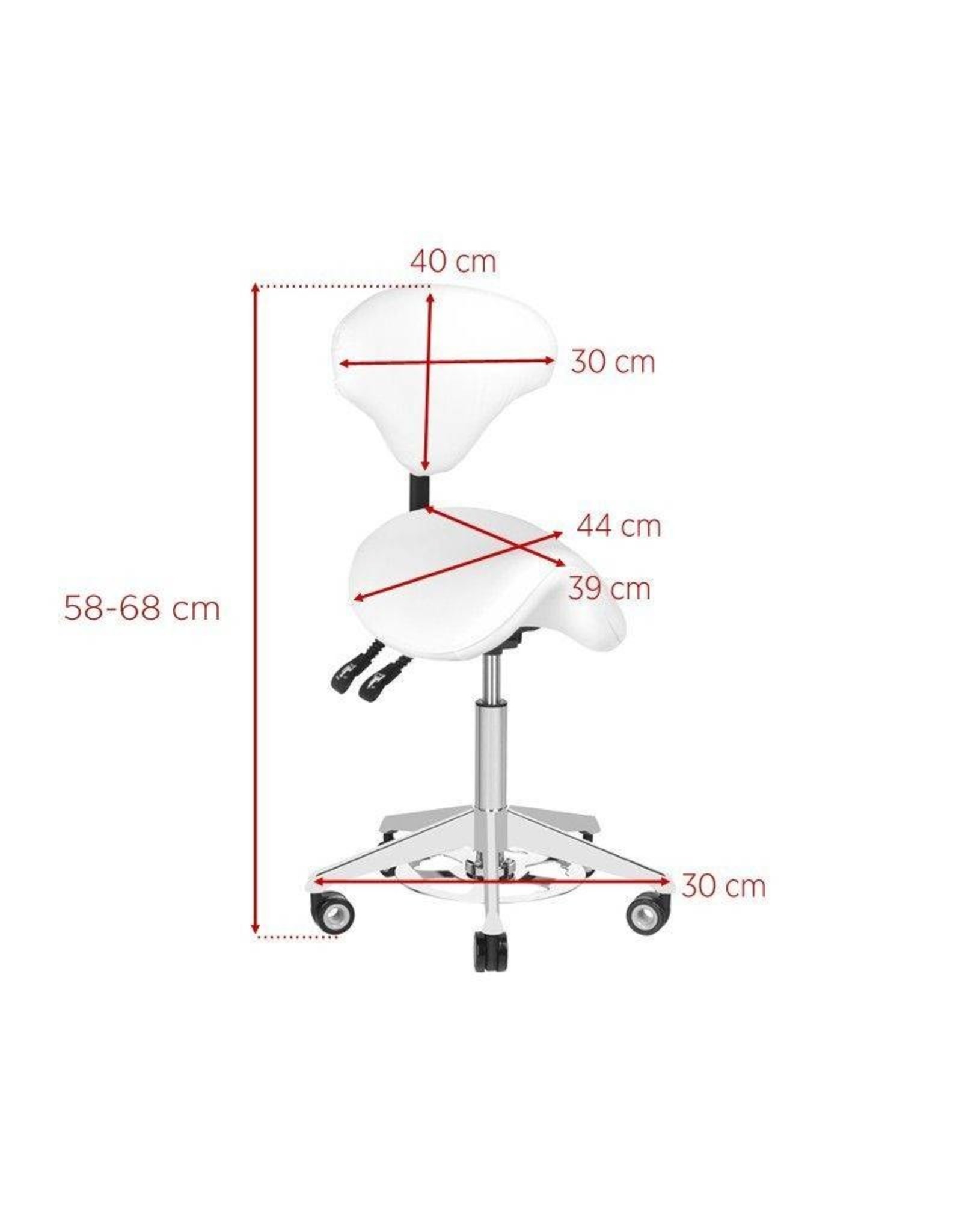 Merkloos Luxe zadelkruk met rugleuning en Bump-Up systeem - Wit