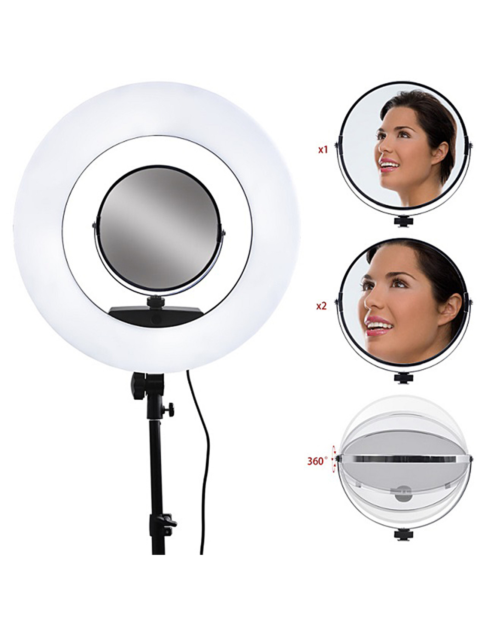 Mega Beauty Shop® Ring lamp + statief 48Watt 18" /zwart LED met afstandsbediening