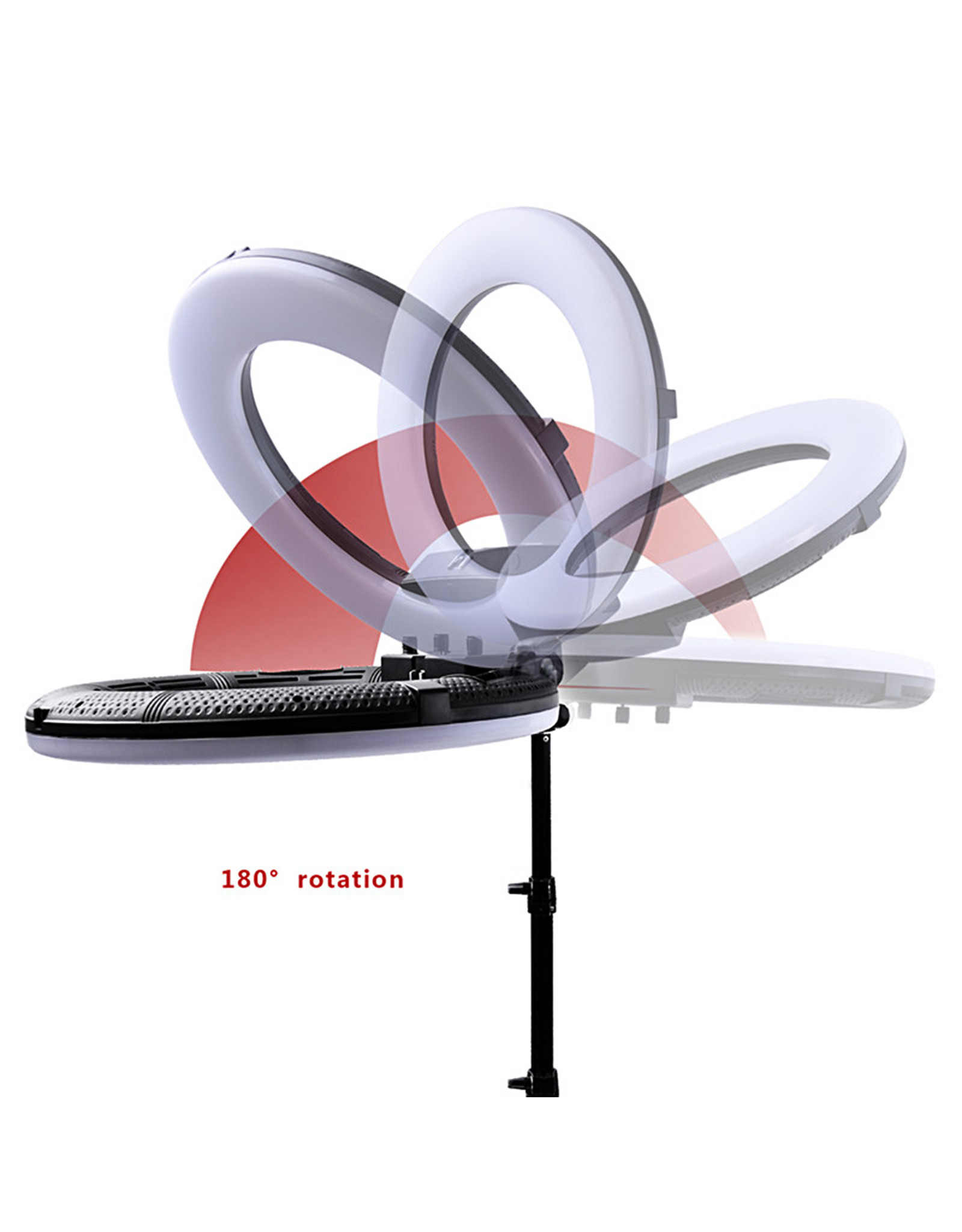 Mega Beauty Shop® Ring lamp + statief 48Watt 18" /zwart LED met afstandsbediening