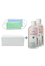 CMT Mondkapjes 10 stuks & 2x 100ml. Hand Desinfectie alcoholgel  (02)