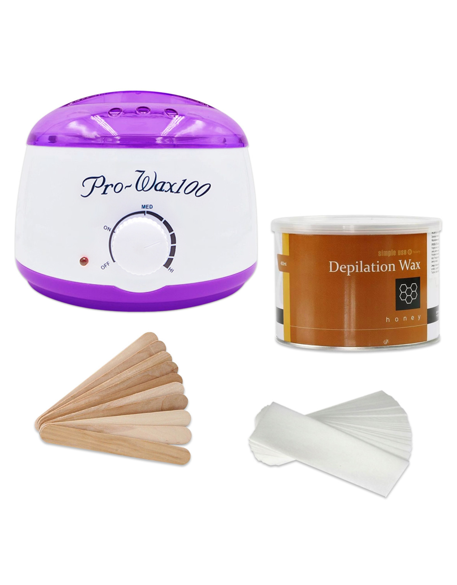 Mega Beauty Shop® Waxapparaat starterset  100Watt  -Wax Ontharen Apparaat - Ontharingsset - Waxverwarmer - Wit/Paars