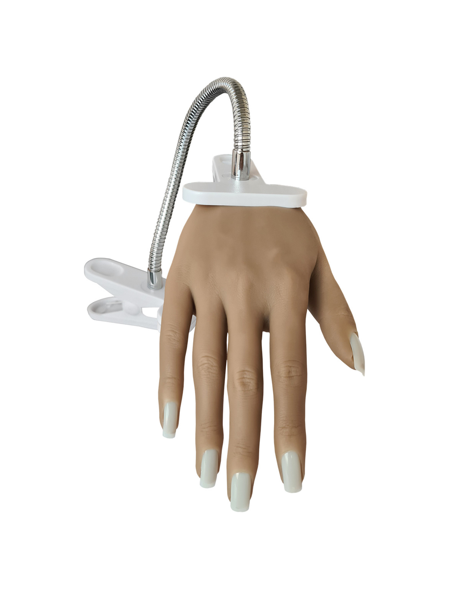 Mega Beauty Shop® Siliconen oefenhand/nailtrainer  #2 incl.120 tips en tafelklem.