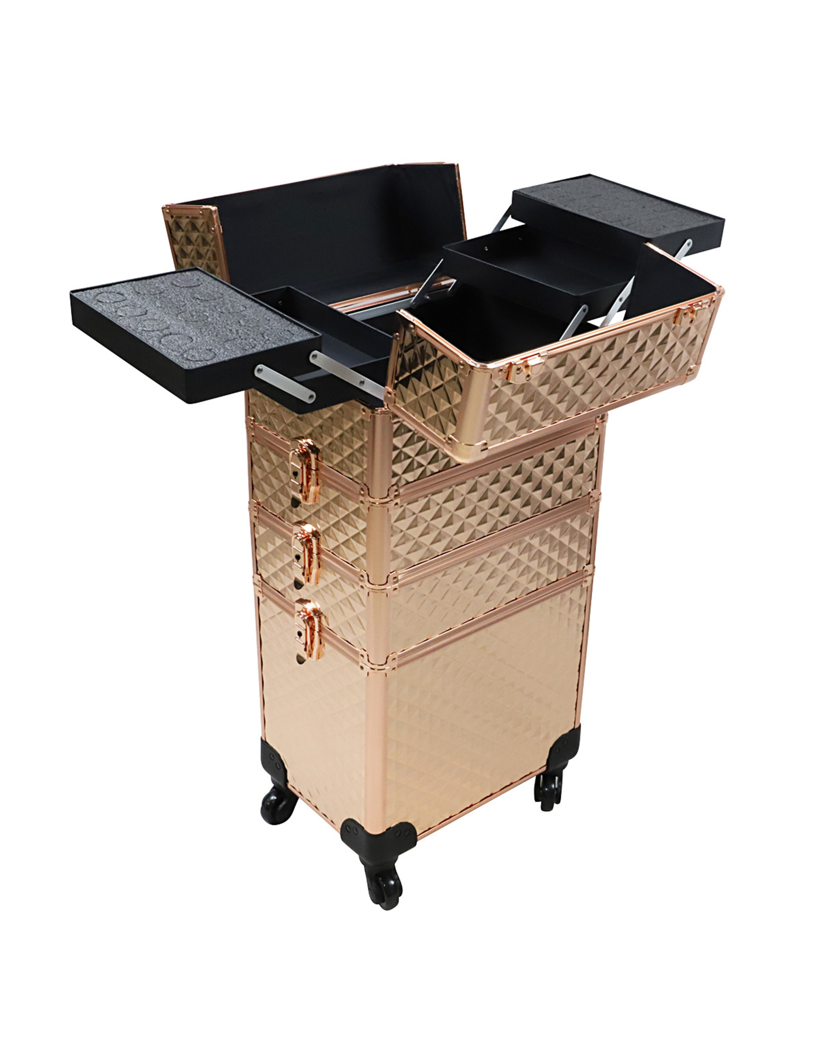 Mega Beauty Shop® Aluminium Trolley Gold 4in1 - 3D