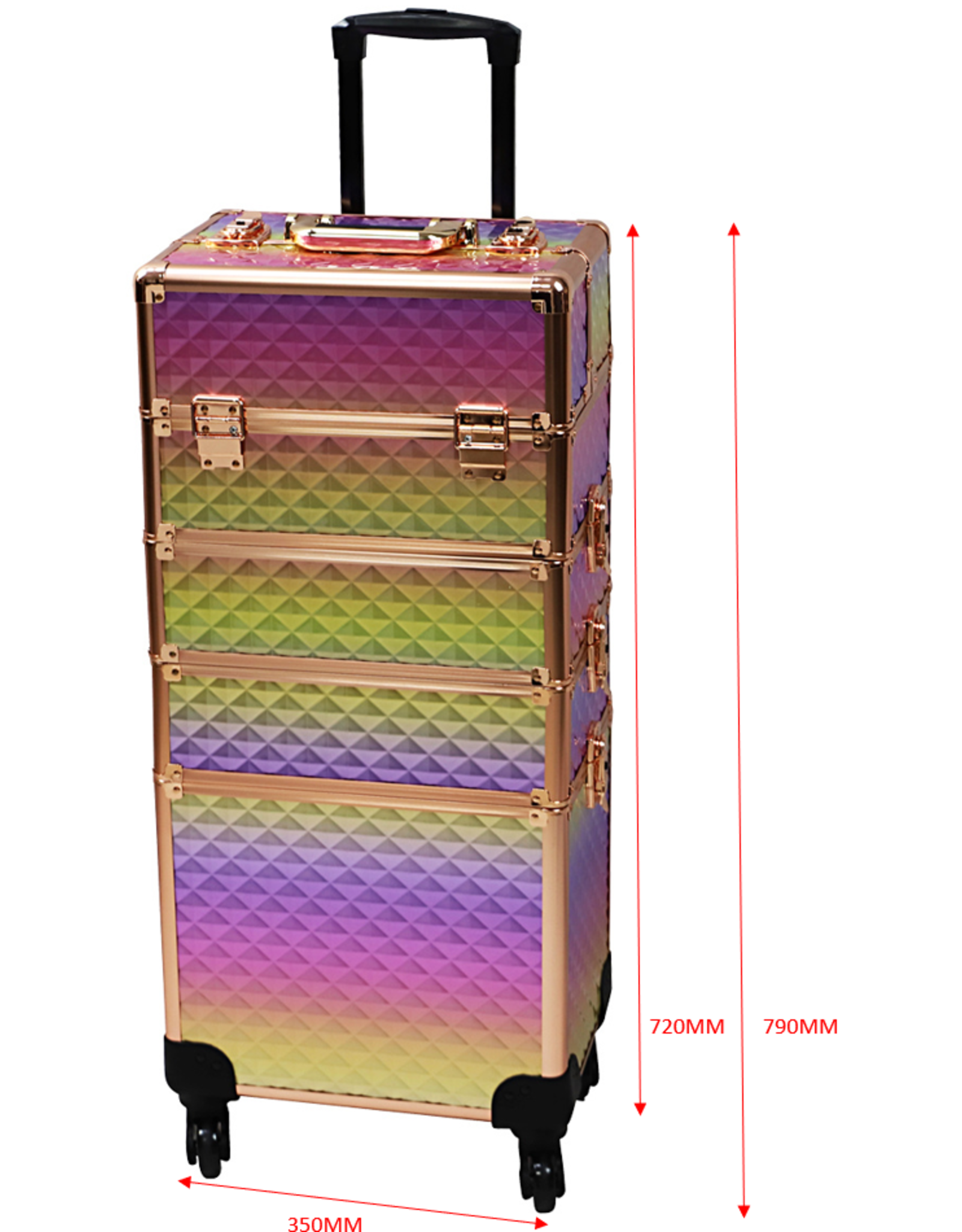 Mega Beauty Shop® Aluminium Trolley Colorful/Golden rose 4in1