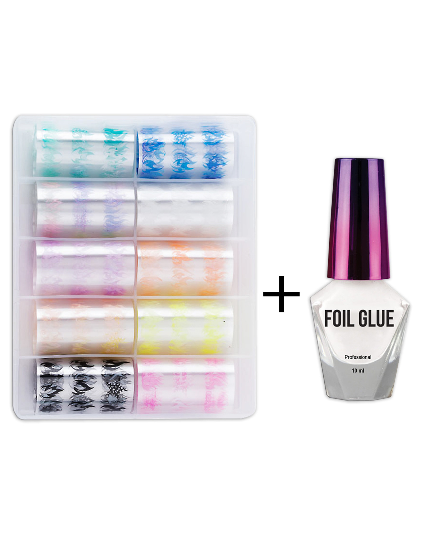 Mega Beauty Shop® Nagel transfer folie nail art set (08) INCL. lijm   GLOW IN THE DARK