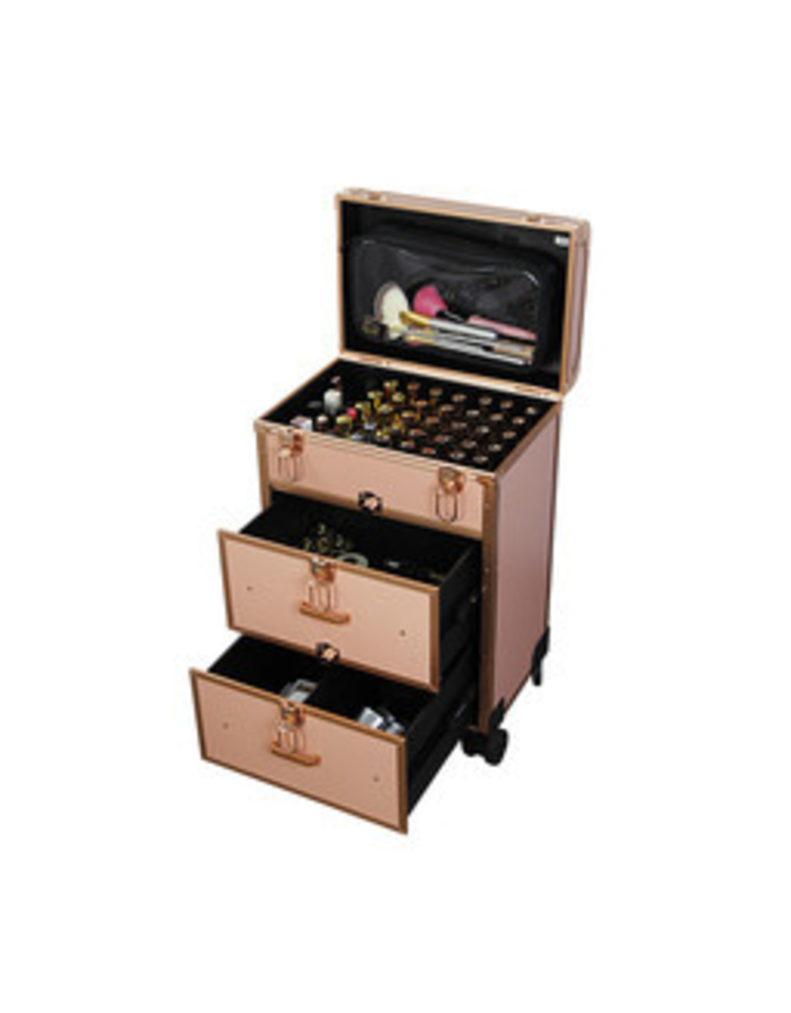 Mega Beauty Shop® Trolley Medium groot Gold  met opbergvakken