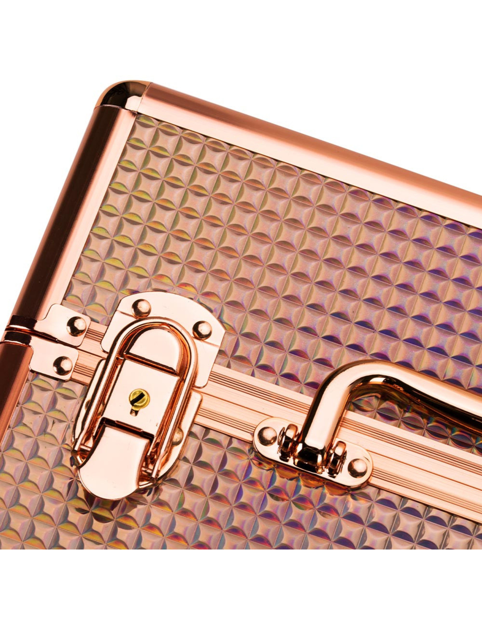 Mega Beauty Shop® Aluminium koffer met opbergvakken Rosé Gold