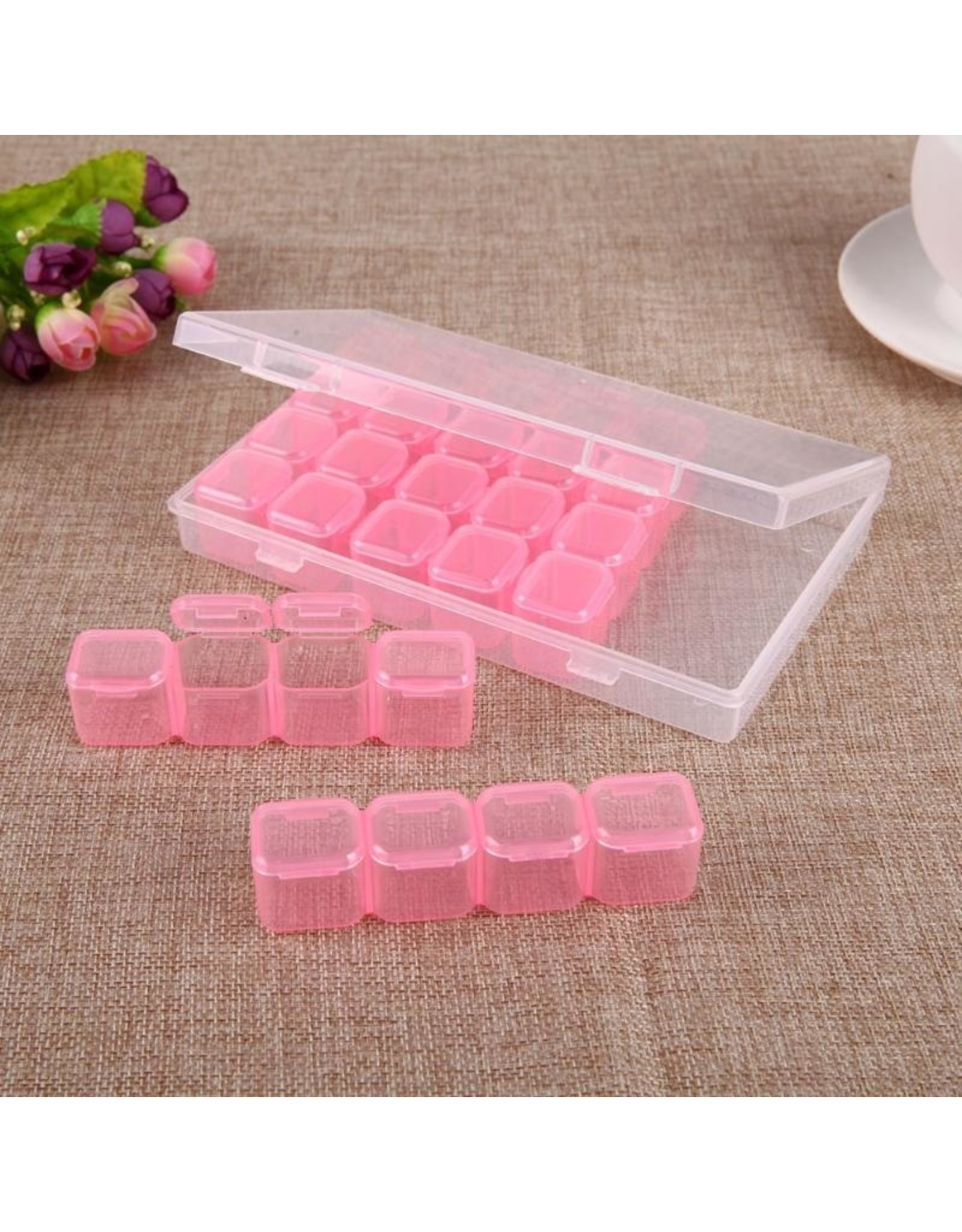 Mega Beauty Shop® Organizer box voor steentjes/ kralen  (28 stuks)