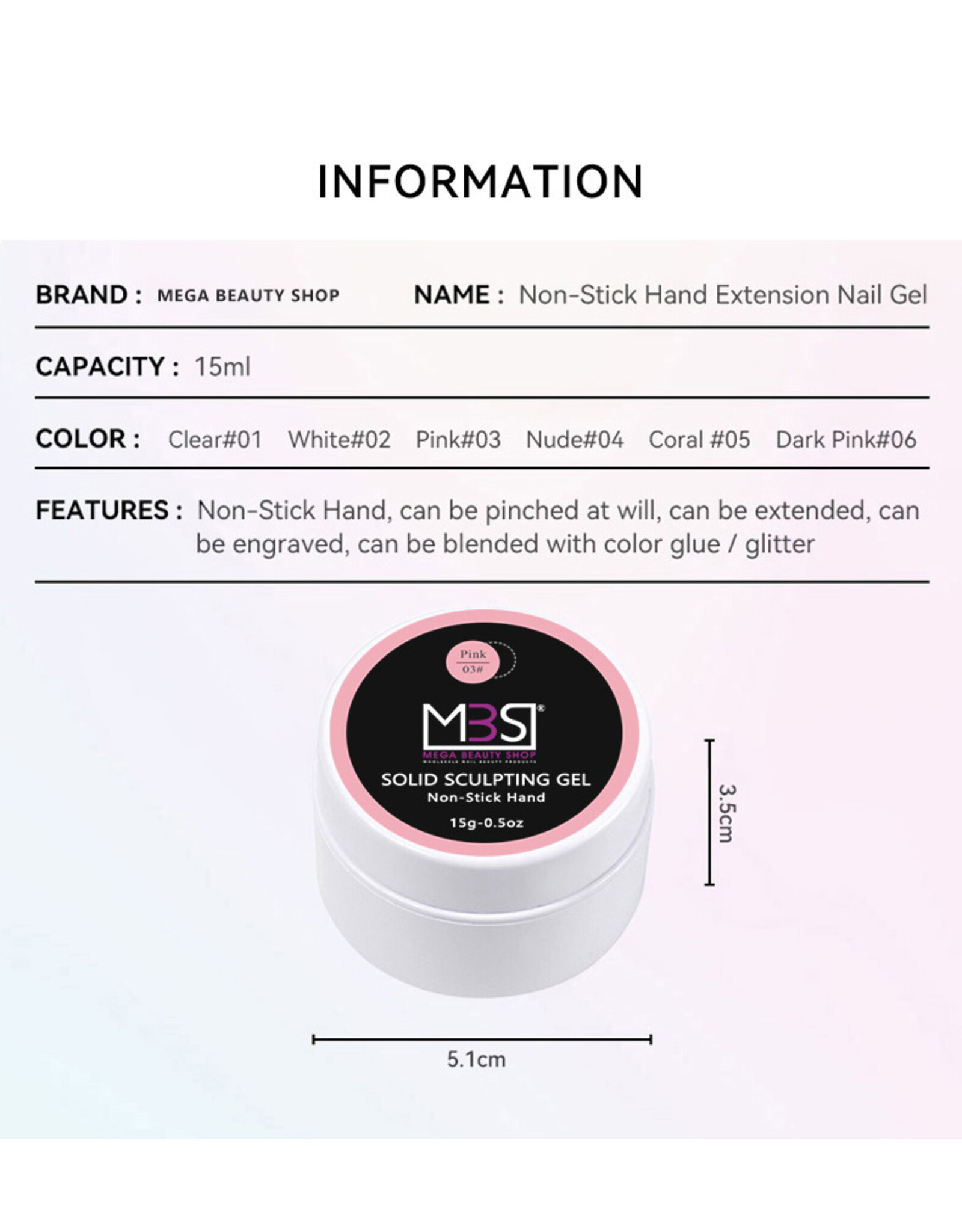 Mega Beauty Shop® Solid sculpting  gel clear 15gram