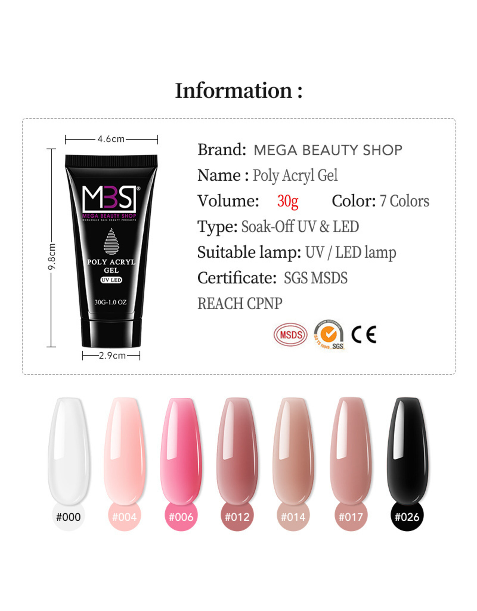 Mega Beauty Shop® Polyacryl gel  (30 gram)