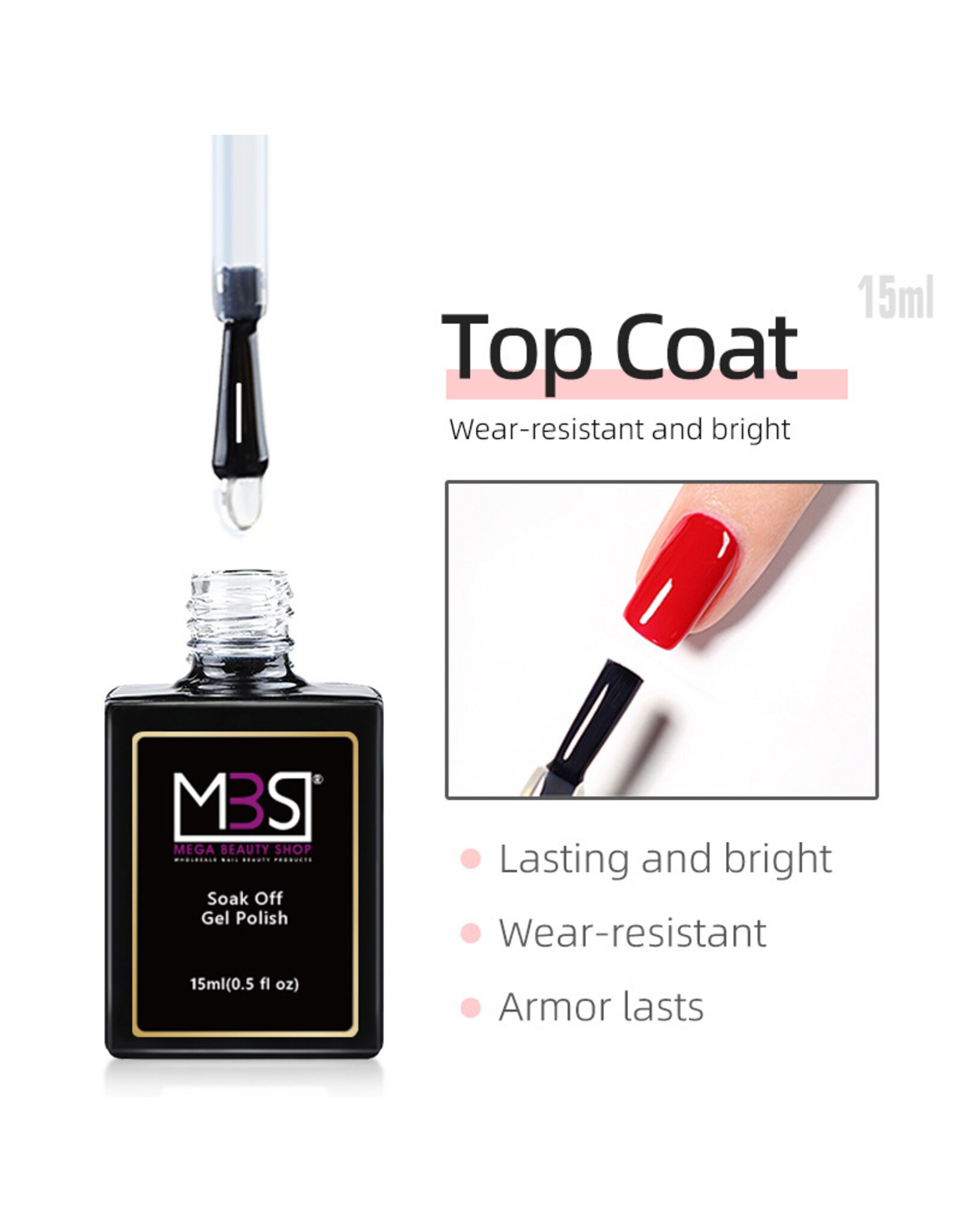 Mega Beauty Shop® Uv /led Finish  gel 15 ml. PRO zonder plaklaag