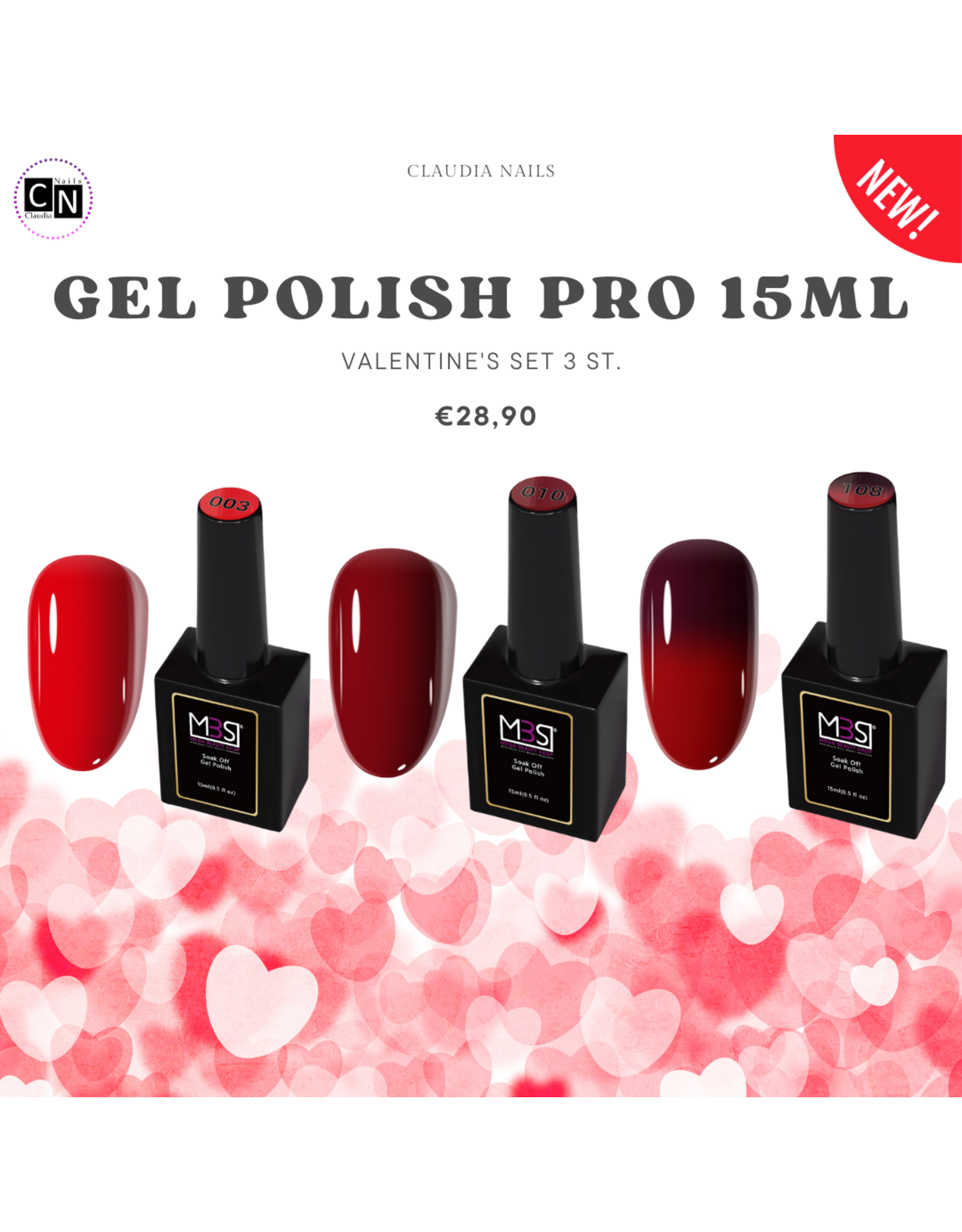 Mega Beauty Shop® Valentine's day Gel polish  set  3 - delig