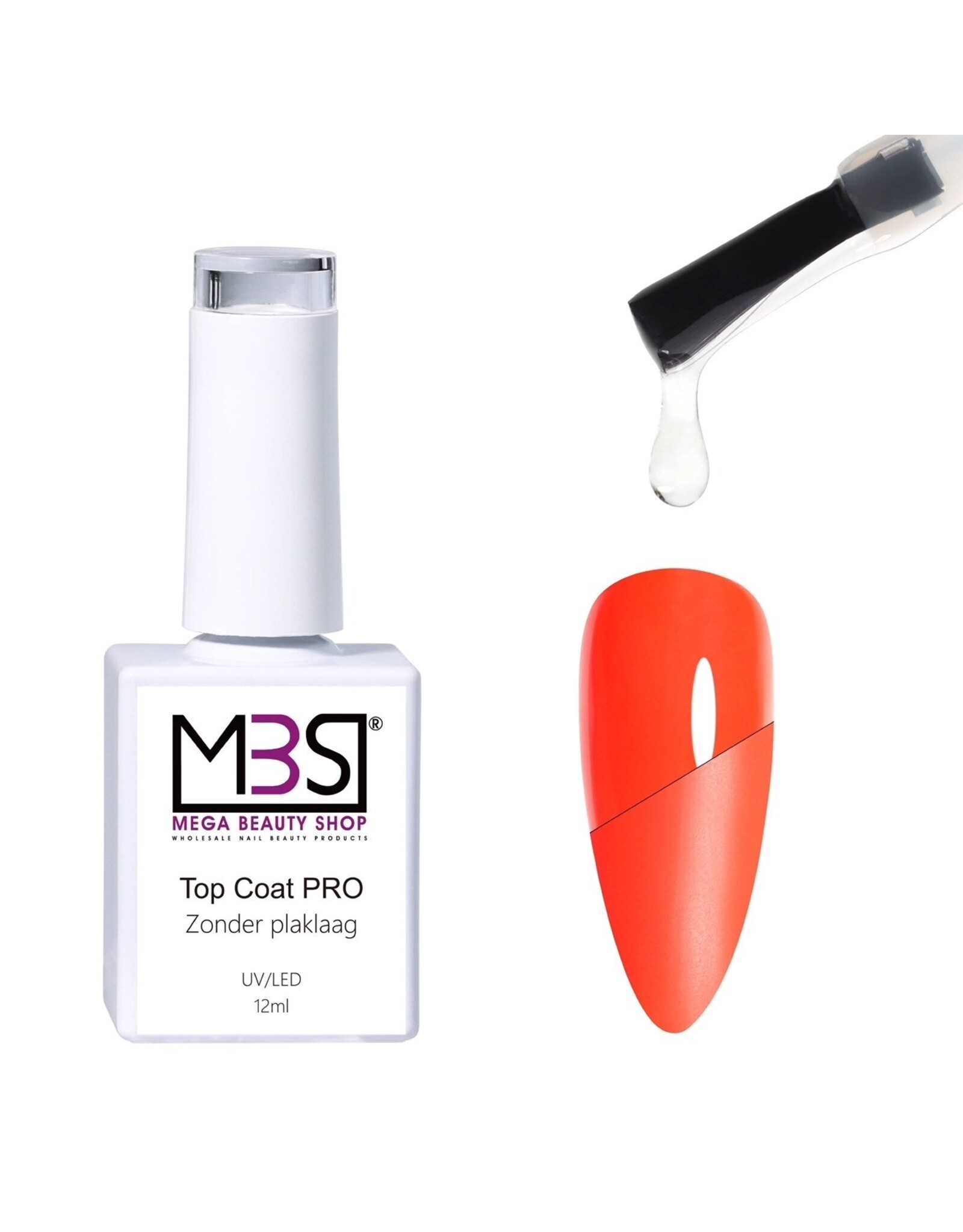 Mega Beauty Shop® Topcoat Matt zonder plaklaag 12ml. PRO