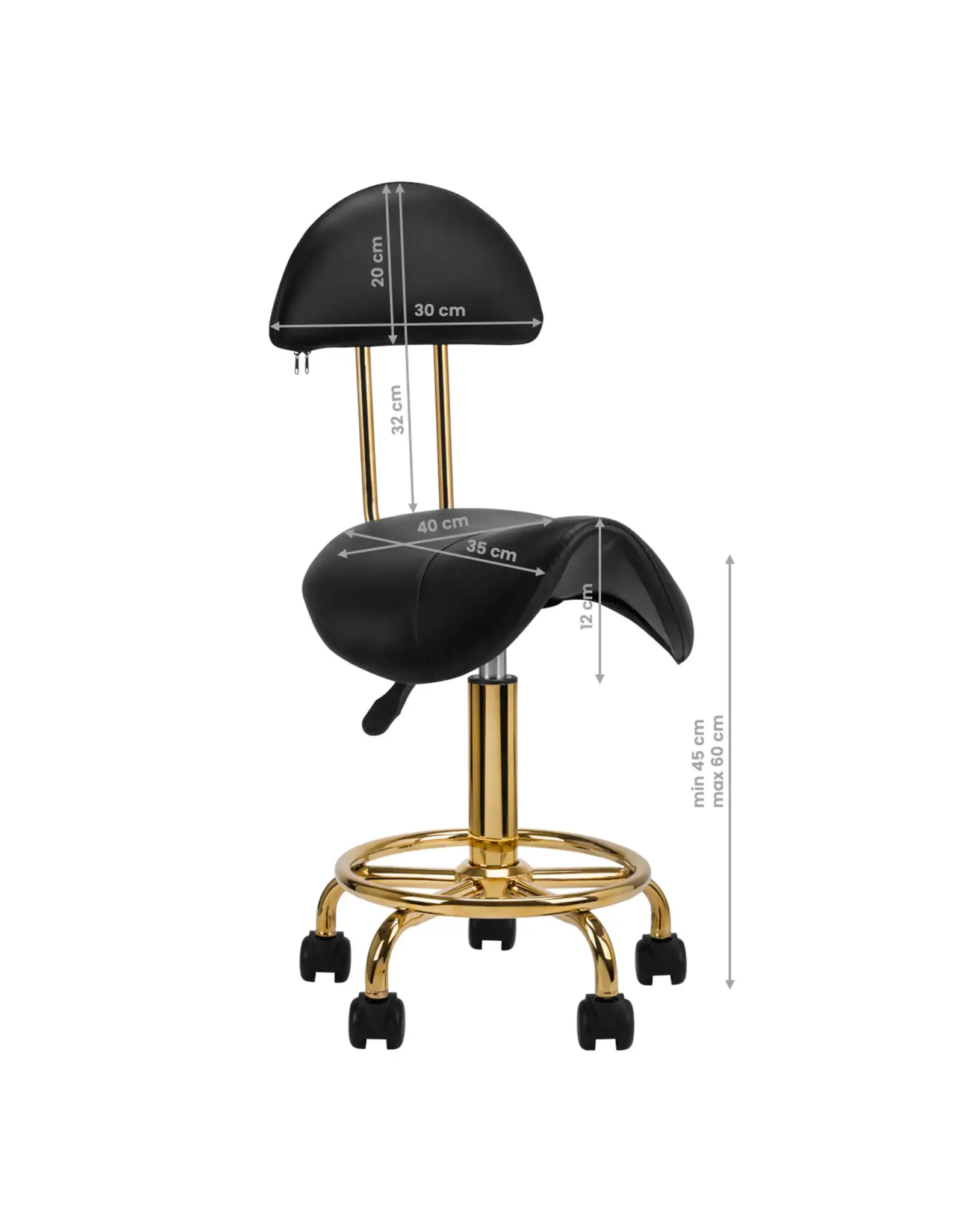 Mega Beauty Shop® Zadelkruk met rugleuning Zwart-goud