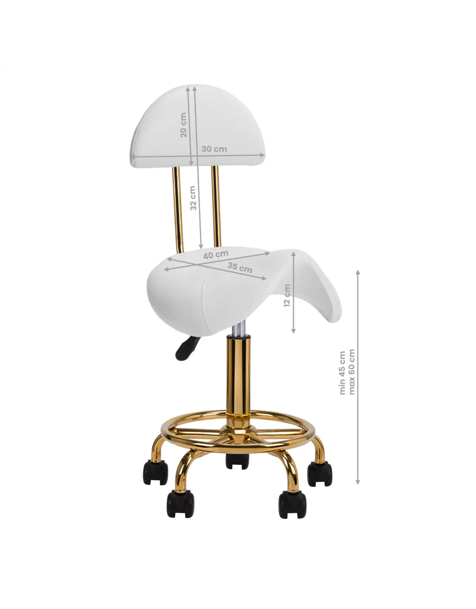 Mega Beauty Shop® Zadelkruk met rugleuning Wit-goud