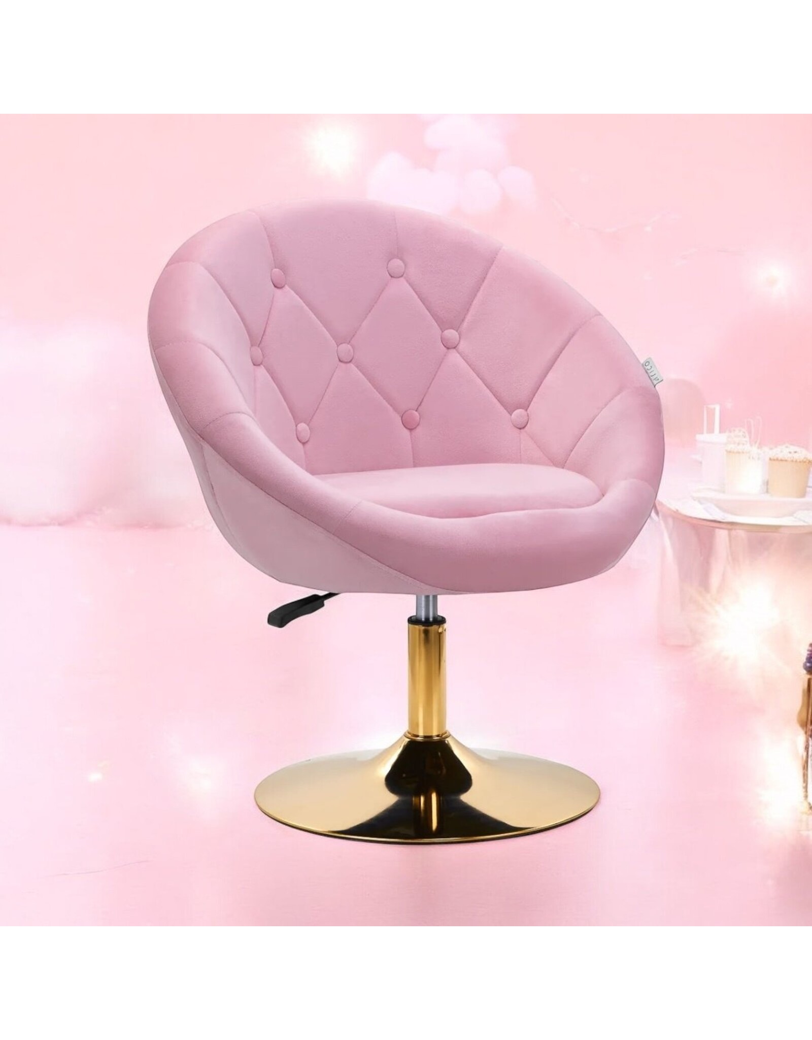 Mega Beauty Shop® Draaistoel LUX roze fluweel