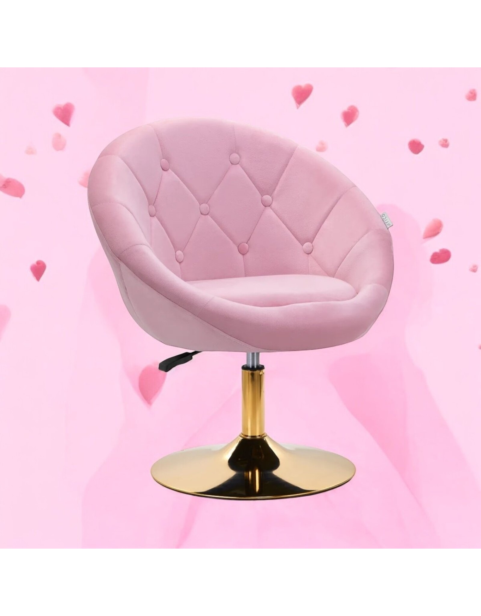Mega Beauty Shop® Draaistoel LUX roze fluweel