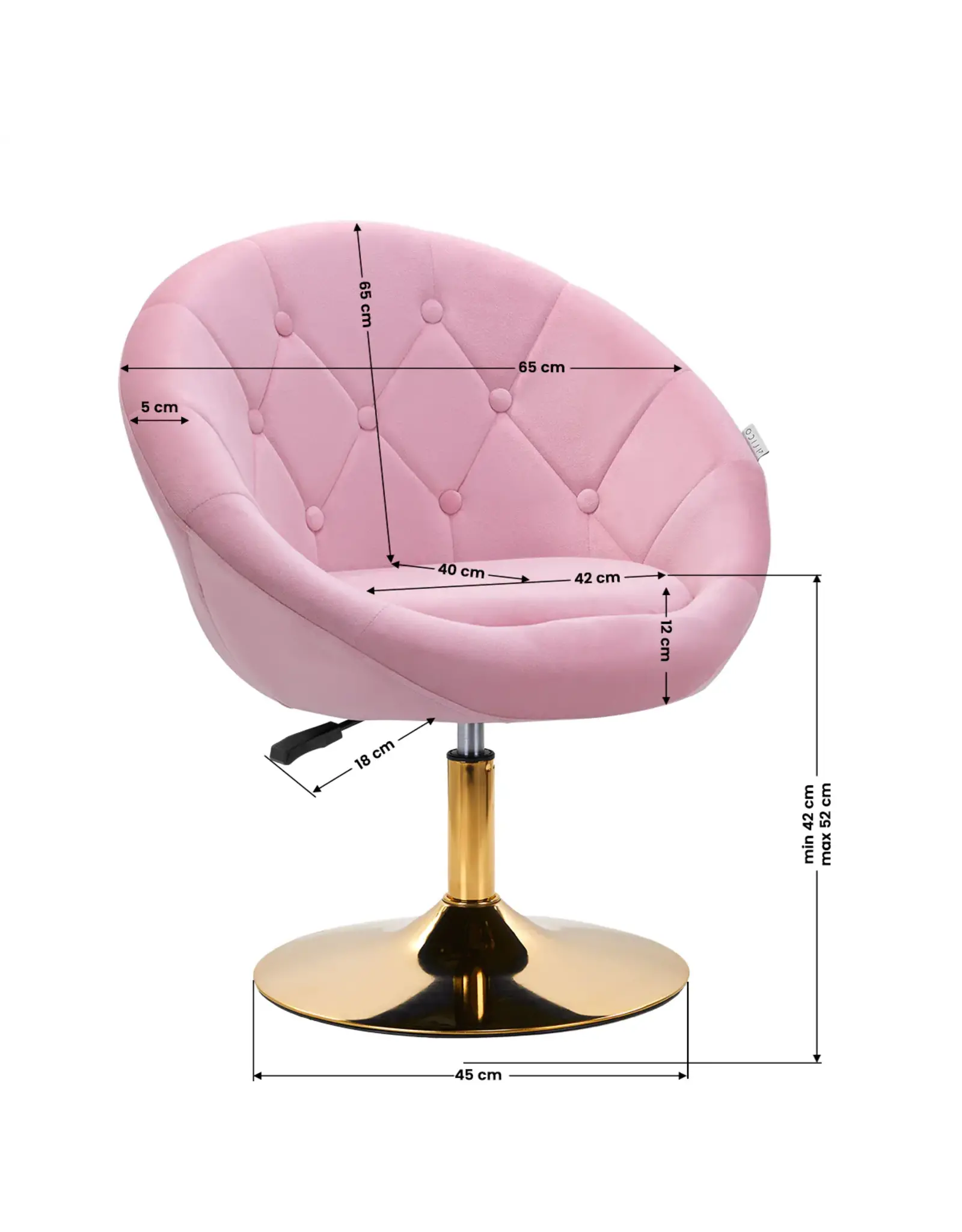 Mega Beauty Shop® Draaistoel LUX roze fluweel