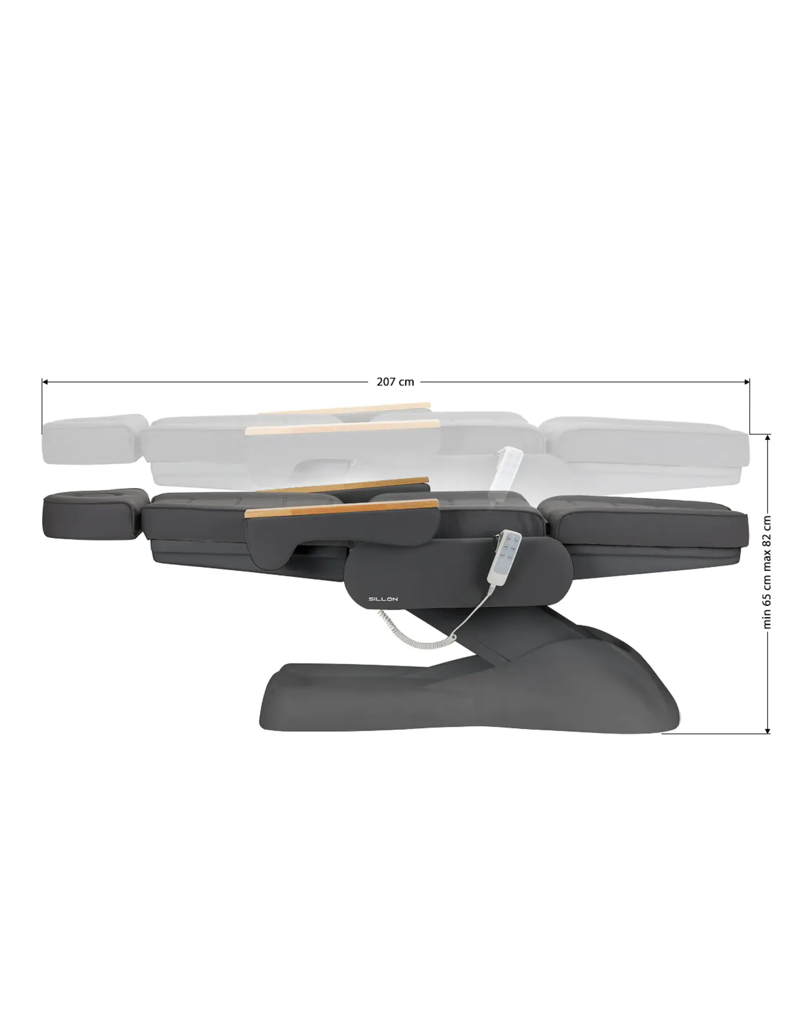 Mega Beauty Shop® Behandelstoel Elektrisch Lux  (3 motoren)  Donker Grijs/Grijs