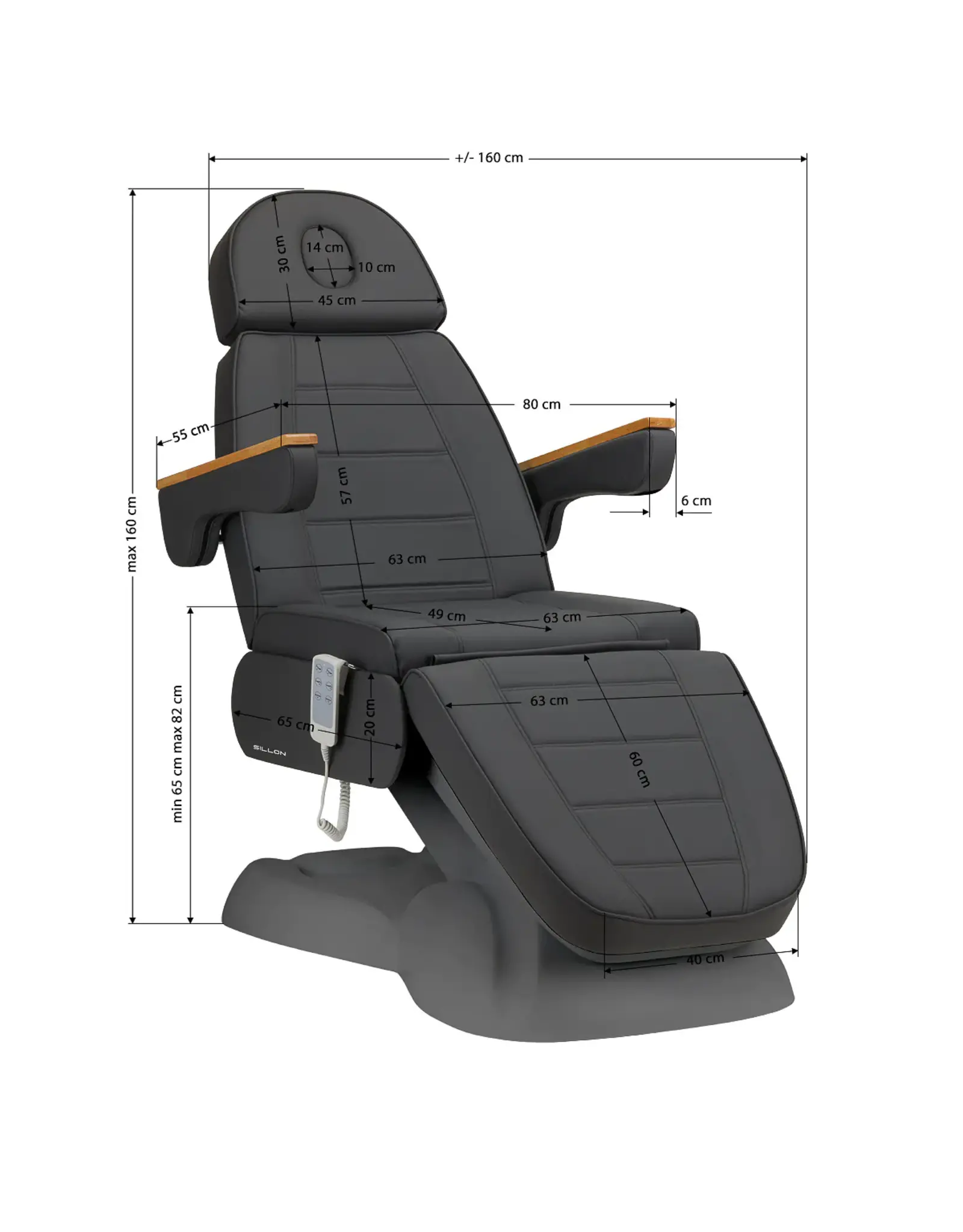 Mega Beauty Shop® Behandelstoel Elektrisch Lux  (3 motoren)  Donker Grijs/Grijs