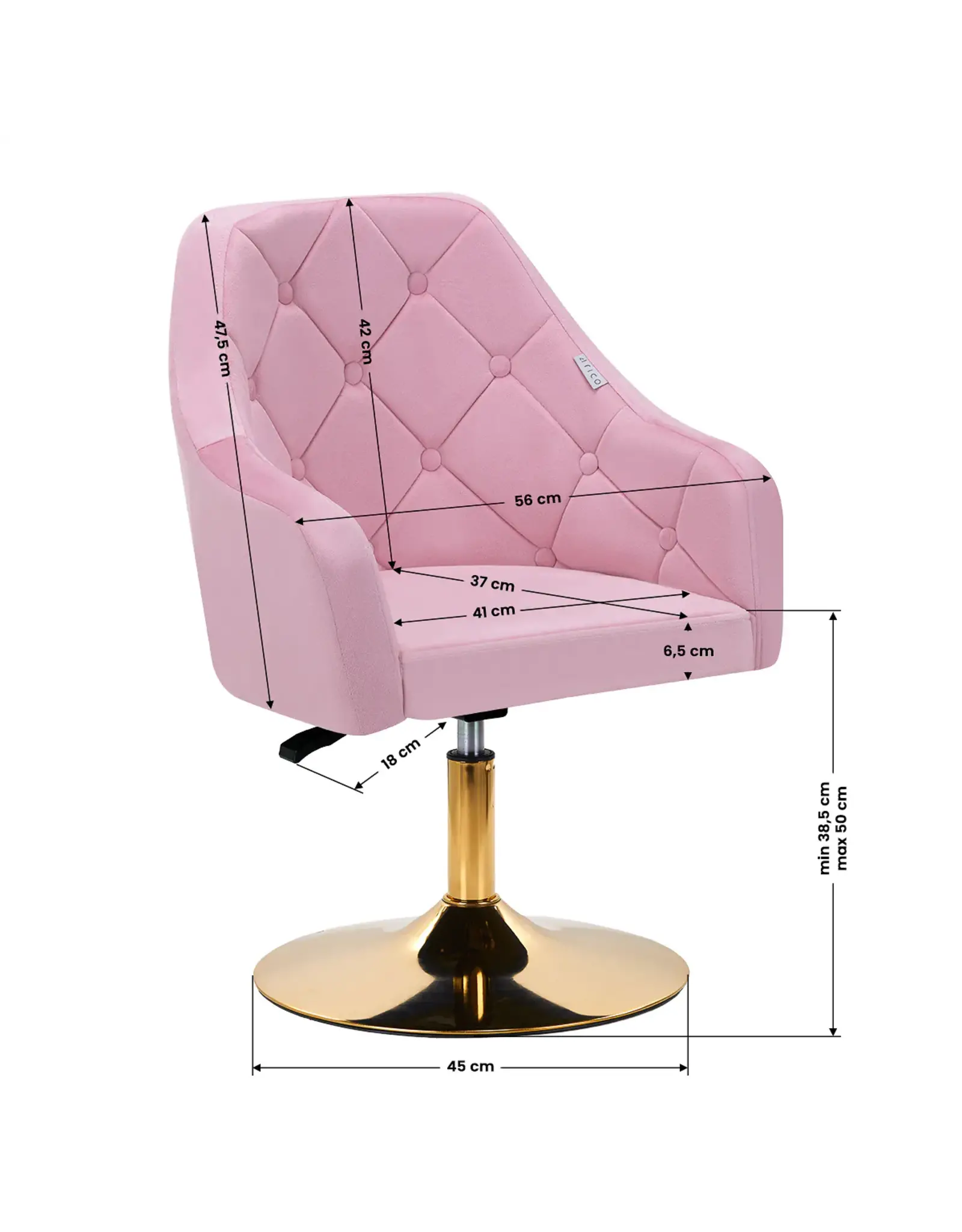 Mega Beauty Shop® Draaistoel LUX roze fluweel