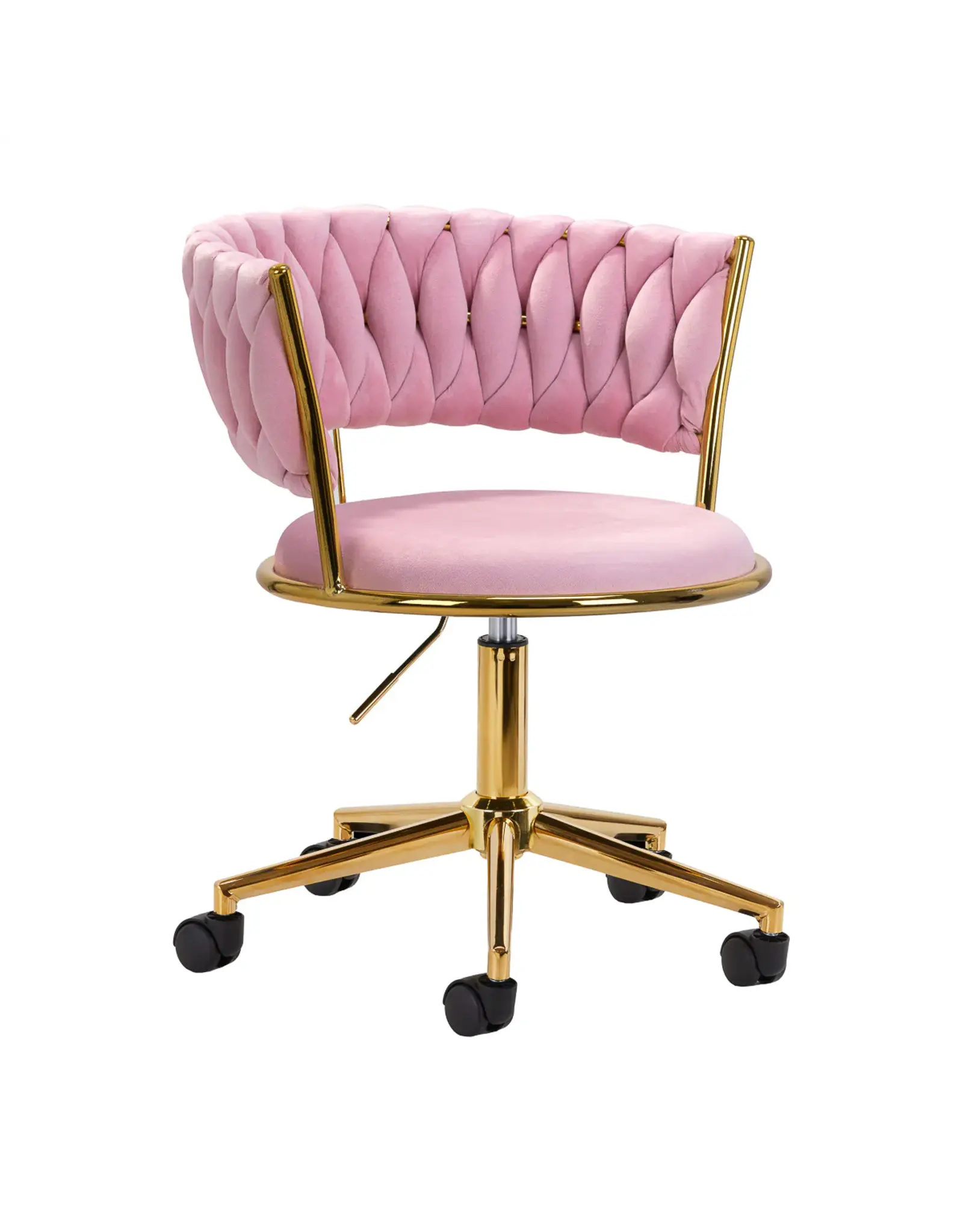 Mega Beauty Shop® Draaistoel LUX roze fluweel