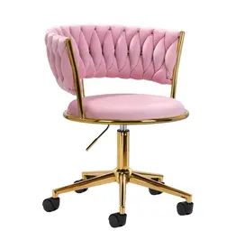 Mega Beauty Shop® Draaistoel LUX roze fluweel