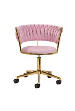 Mega Beauty Shop® Draaistoel LUX roze fluweel