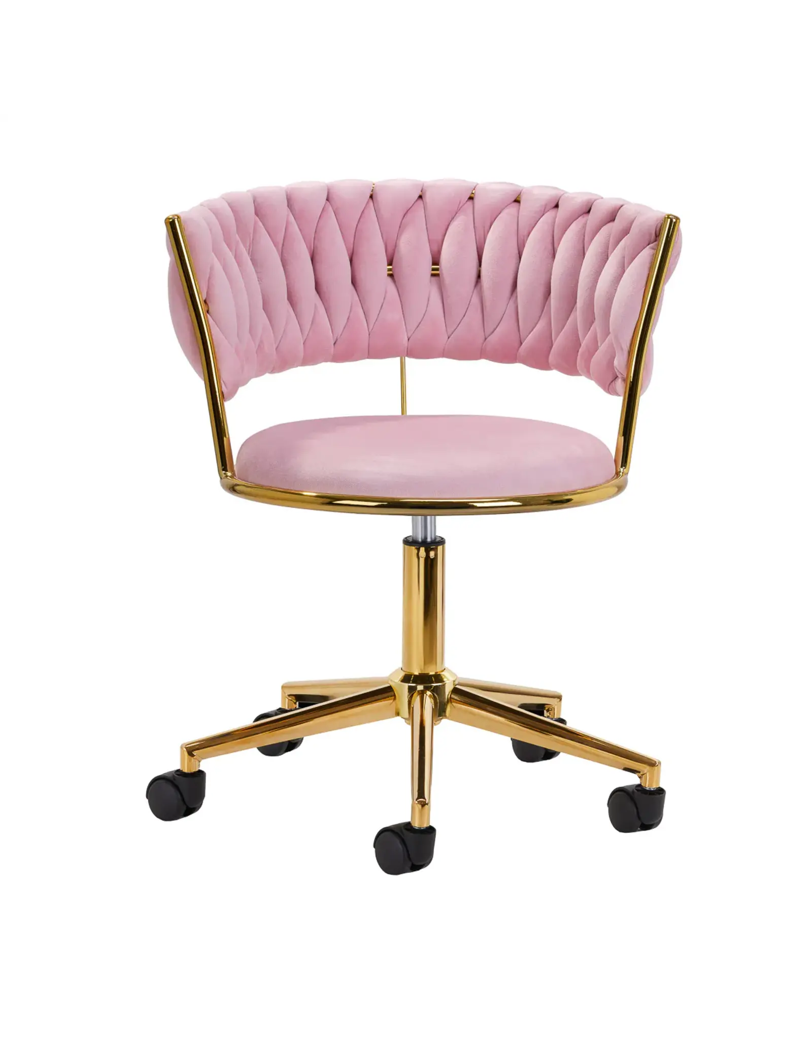 Mega Beauty Shop® Draaistoel LUX roze fluweel