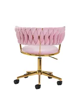 Mega Beauty Shop® Draaistoel LUX roze fluweel