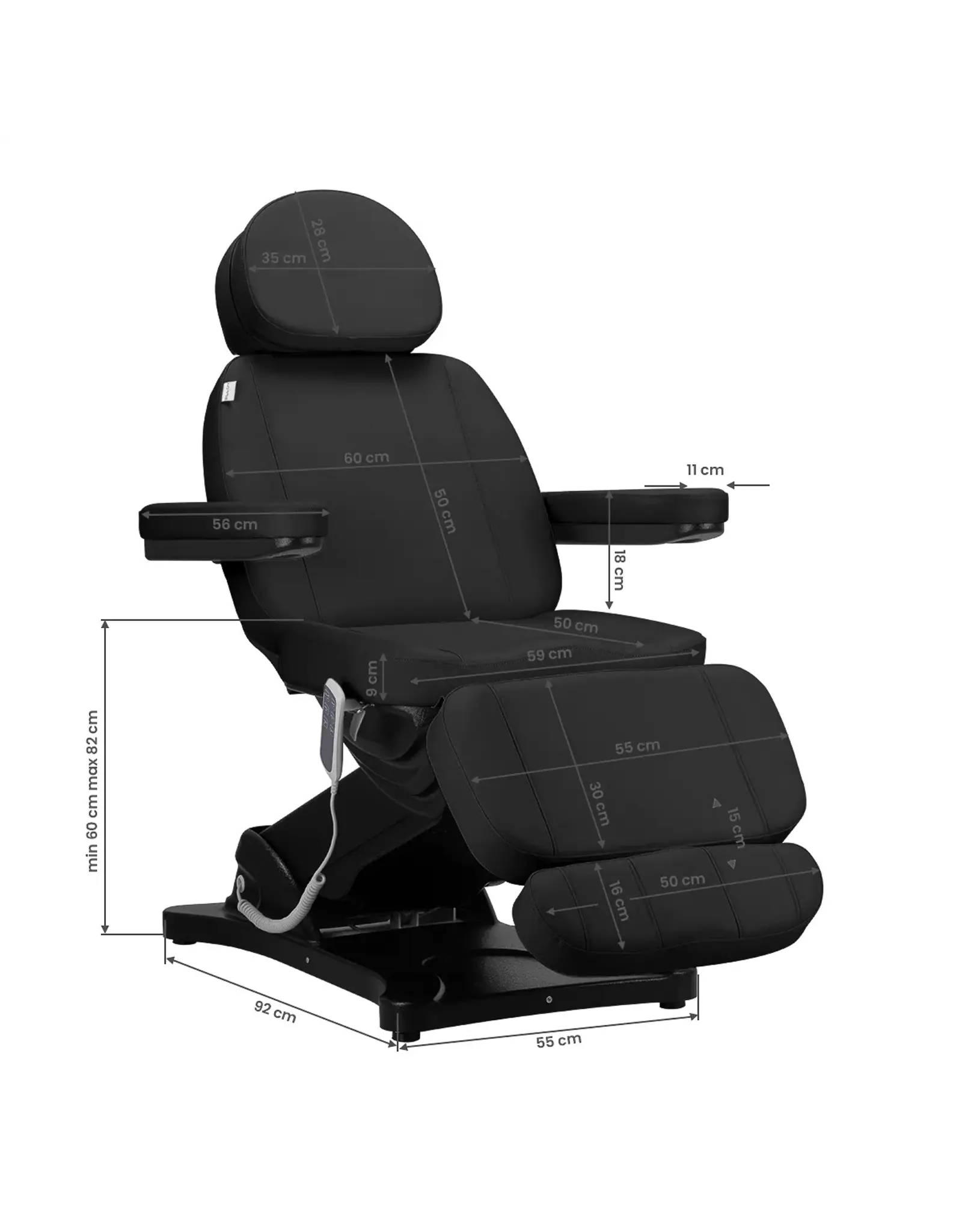 Mega Beauty Shop® Elektrische behandelstoel Zwart  (3 motoren)