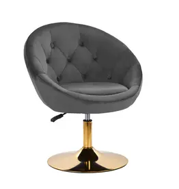 Mega Beauty Shop® Draaistoel LUX grijs fluweel Mega Beauty Shop® Draaistoel LUX grijs fluweel