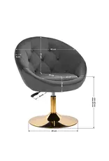 Mega Beauty Shop® Draaistoel LUX grijs fluweel