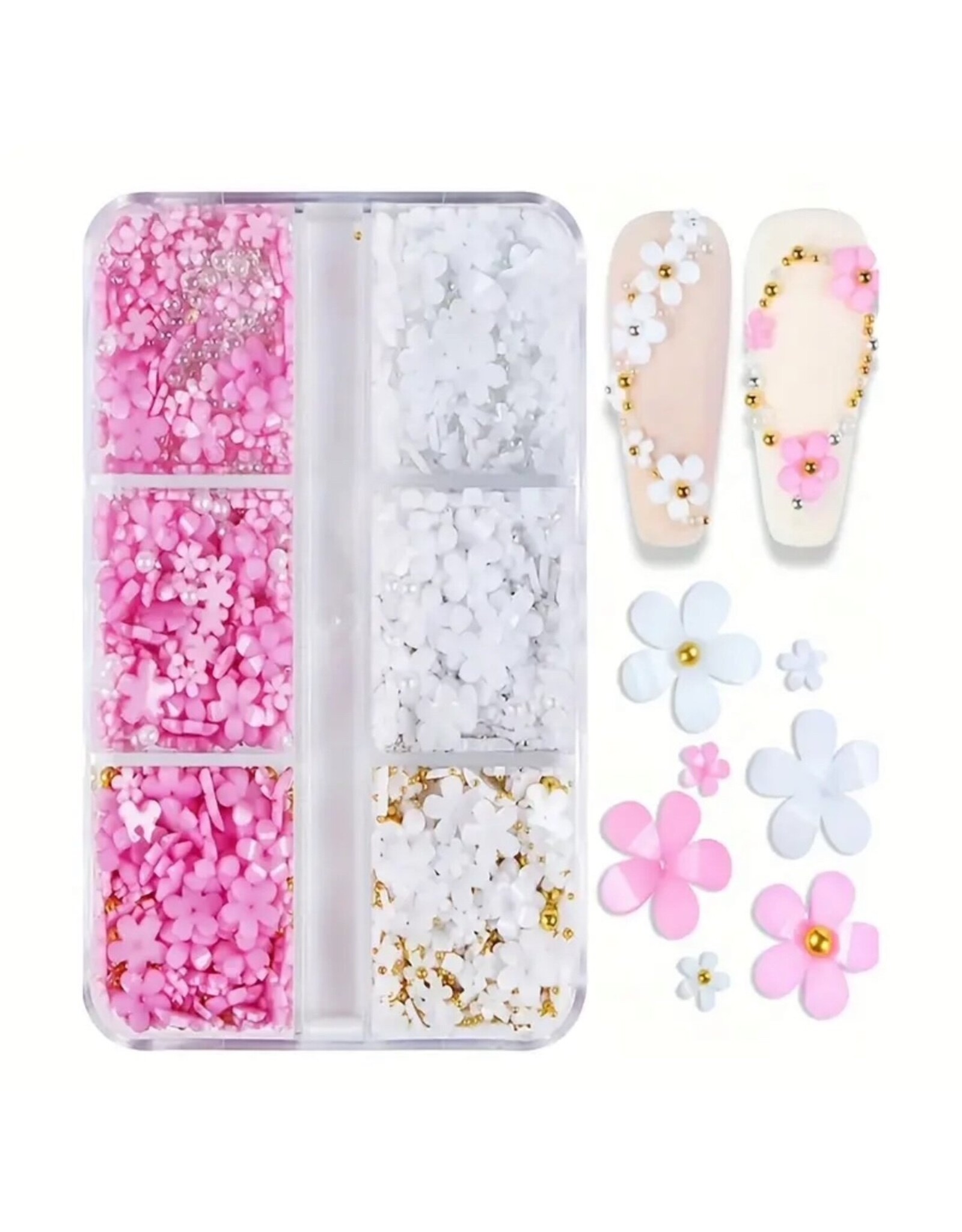 Mega Beauty Shop® Acryl Bloemen 3D wit&roze