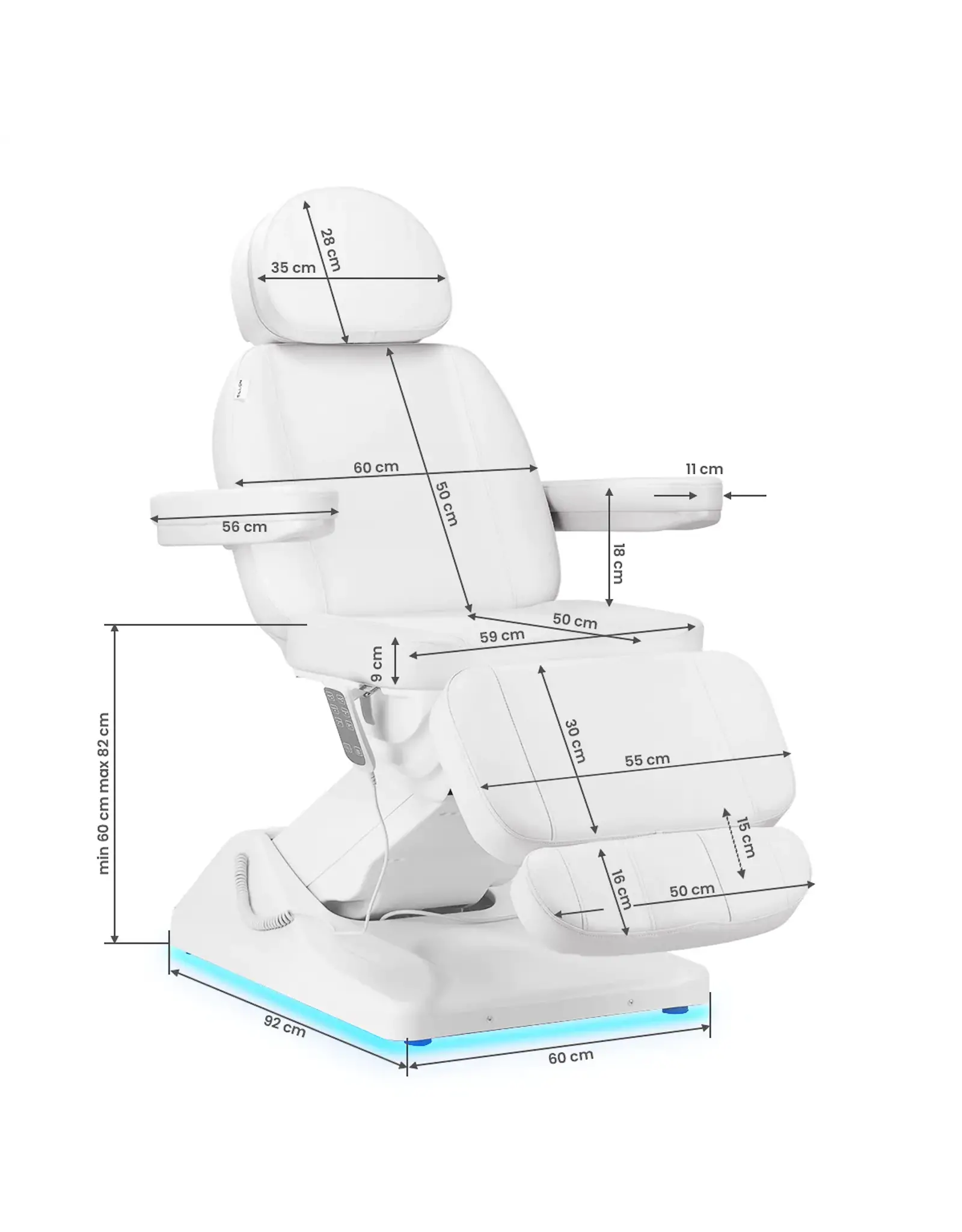 Mega Beauty Shop® Elektrische behandelstoel Wit (3 motoren)