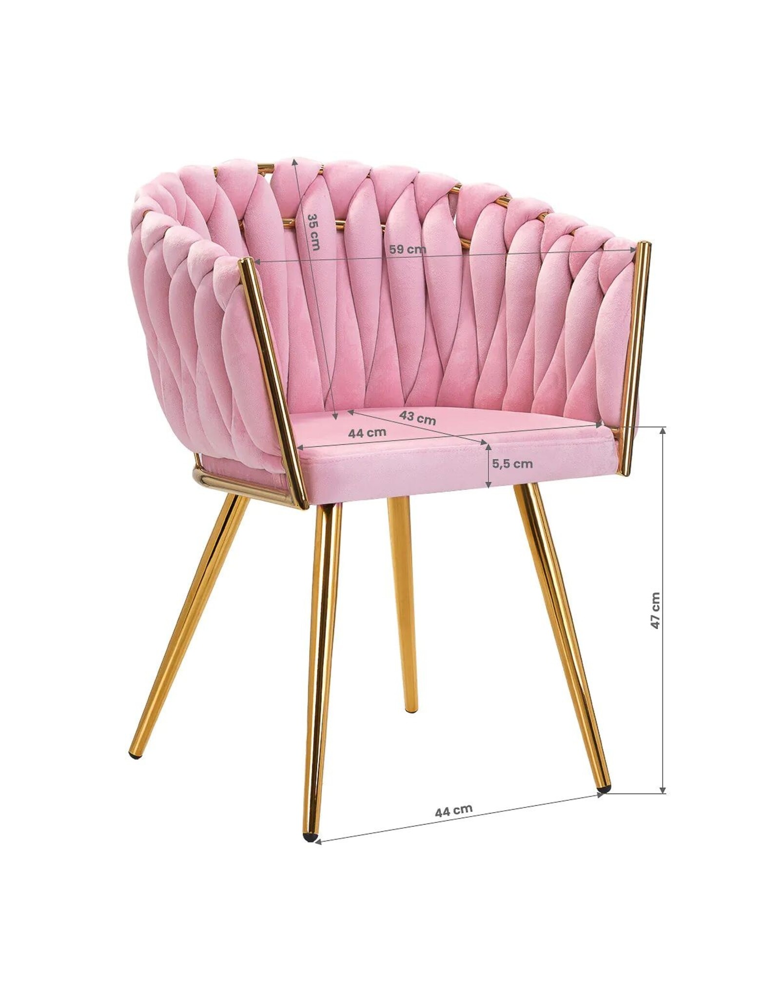 Mega Beauty Shop® Stoel LUX Roze Fluweel