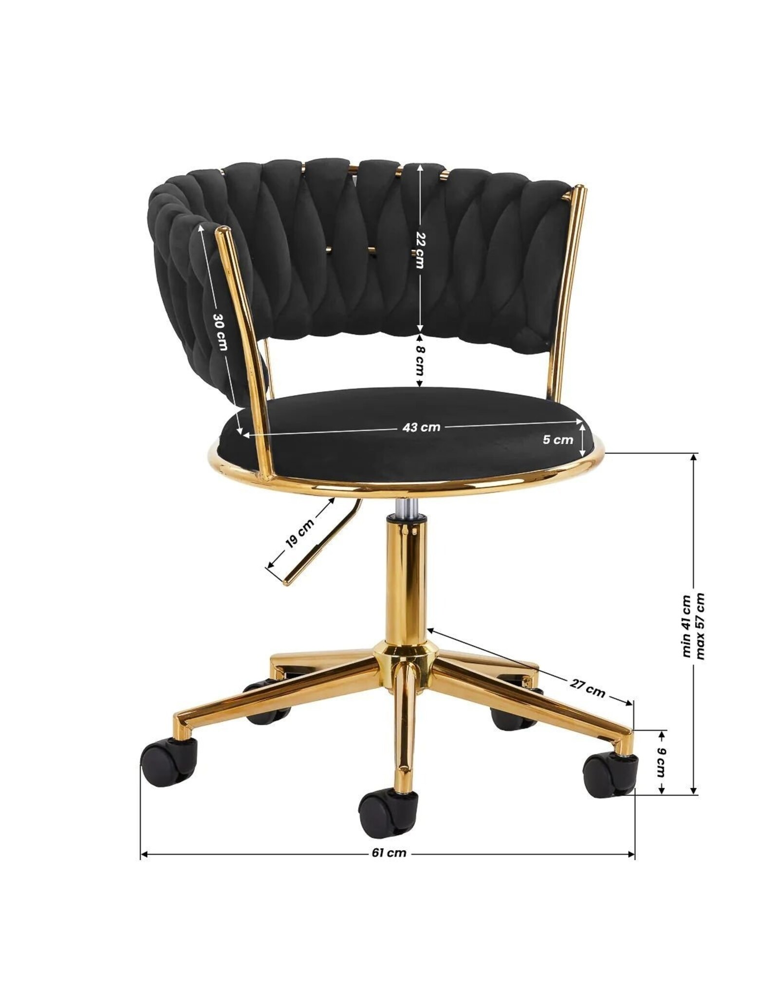 Mega Beauty Shop® Draaistoel LUX zwart fluweel